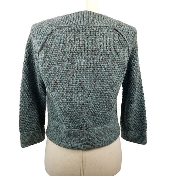 Nomadic Traders Green Brown Ramie Cotten Sweater Crop Cardigan Excellent! Size M - Picture 2 of 7